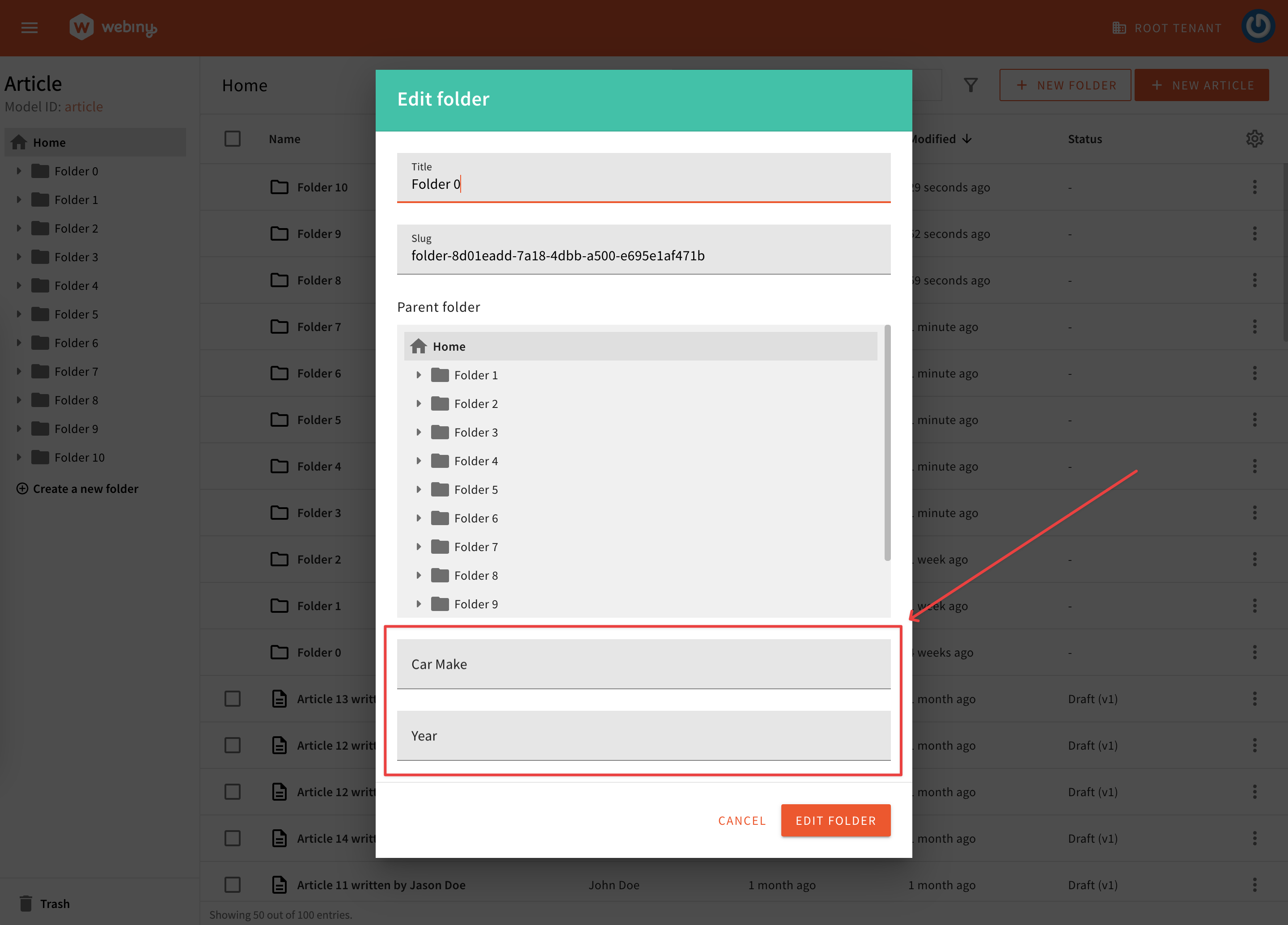 Custom fields in the Admin app